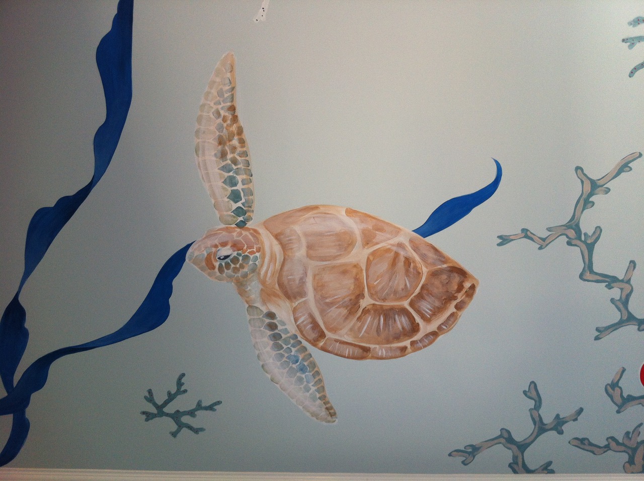 Glazed stencilled cabinets